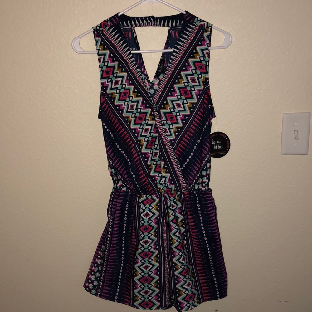BOGO 50% off! BeBop geometric romper with pockets!